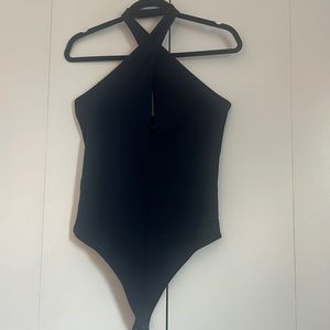Abercrombie Double-Layered Seamless Fabric Halter Cutout Bodysuit